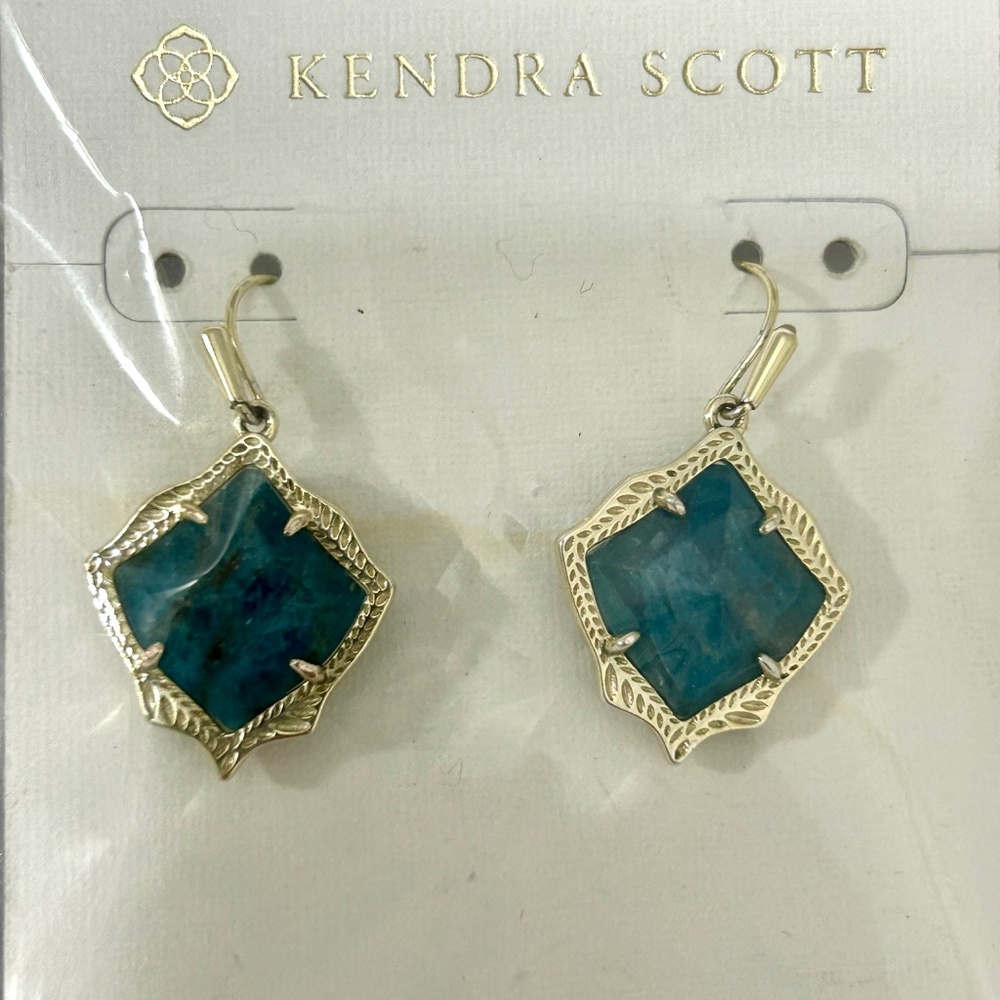 Kendra Scott | Kyrie Gold Drop Earrings in Teal Apetite